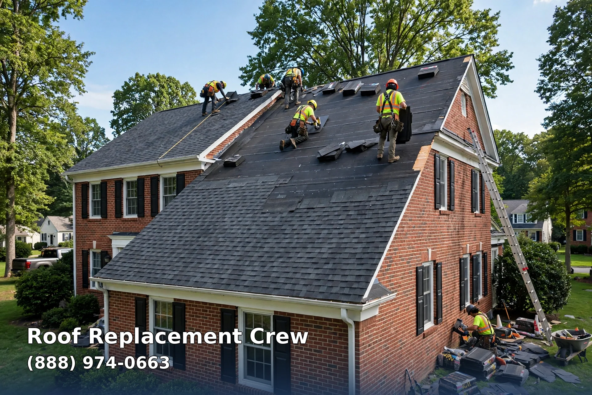 Roof Replacement in Towson, MD — Roof Replacement Crew at work